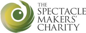 The Spectacle Makers' Charity logo: their name in black block capitals and an abstract green eye.